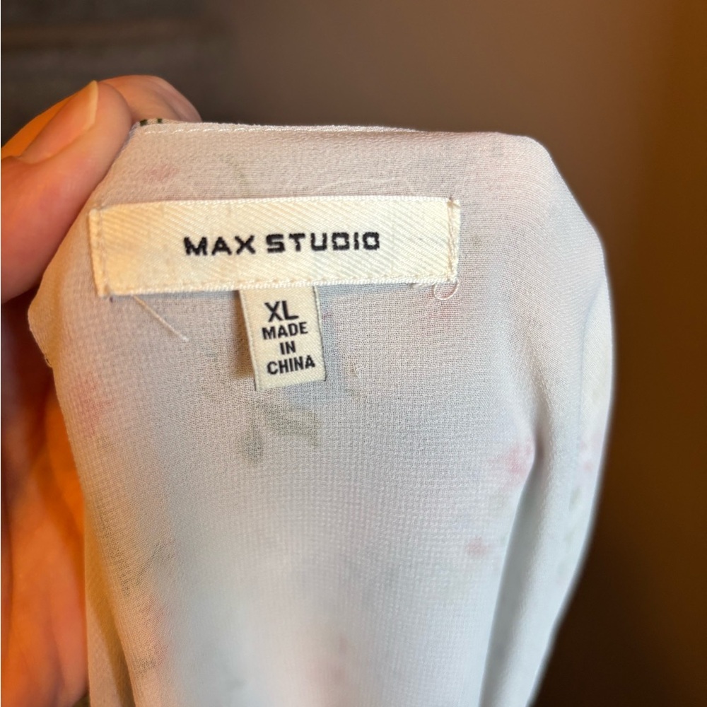 Max Studio Floral Tank Top - Pale Blue and Pink - Picture 3 of 3